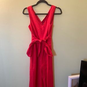 Bright Red J. Crew Jumpsuit with Bow (Never Worn)